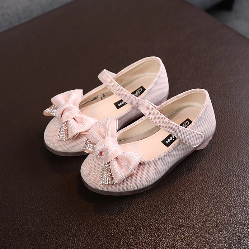 

New Children Leather Shoes Girls Princess High Heels Fashion Bow Breathable Baby Toddler Performance Dance Shoes Kids 02A