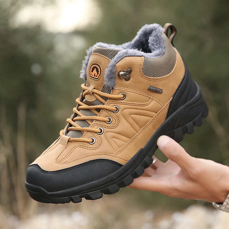 

Winter Cool Plush Hiking Camping Shoes Outdoor Sports Jogging Trekking Sneakers Men's Casual Big Size Fur Warm Ankle Snow Boots