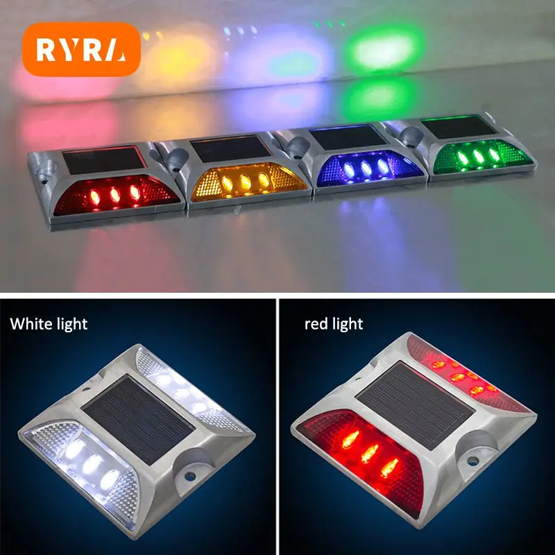 

Aluminum Stud Led Parking Light Flashing Spike Anchor Solar Lamp Two-sided Led Solar Warning Lights Flashing Blinking