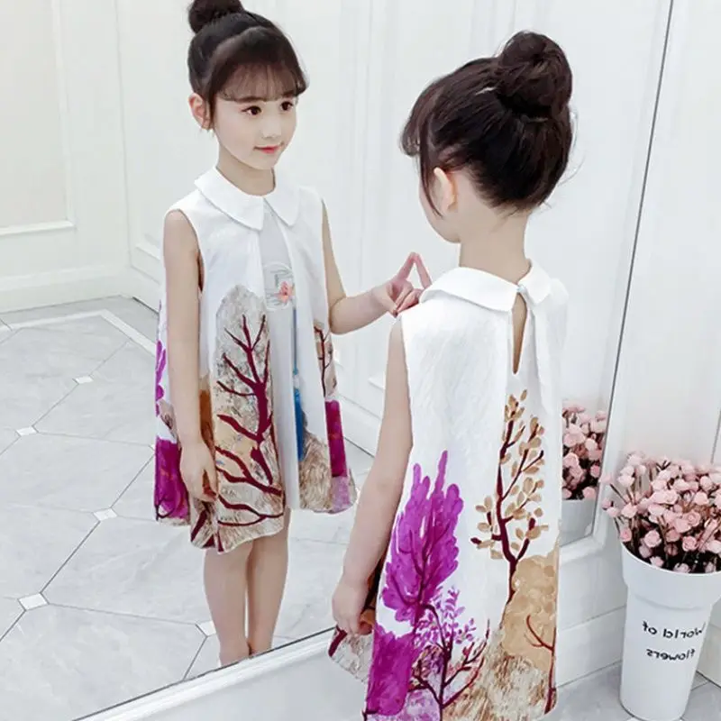 Летнее элегантное платье для девочек Новинка 2022 года Китайский стиль Платье