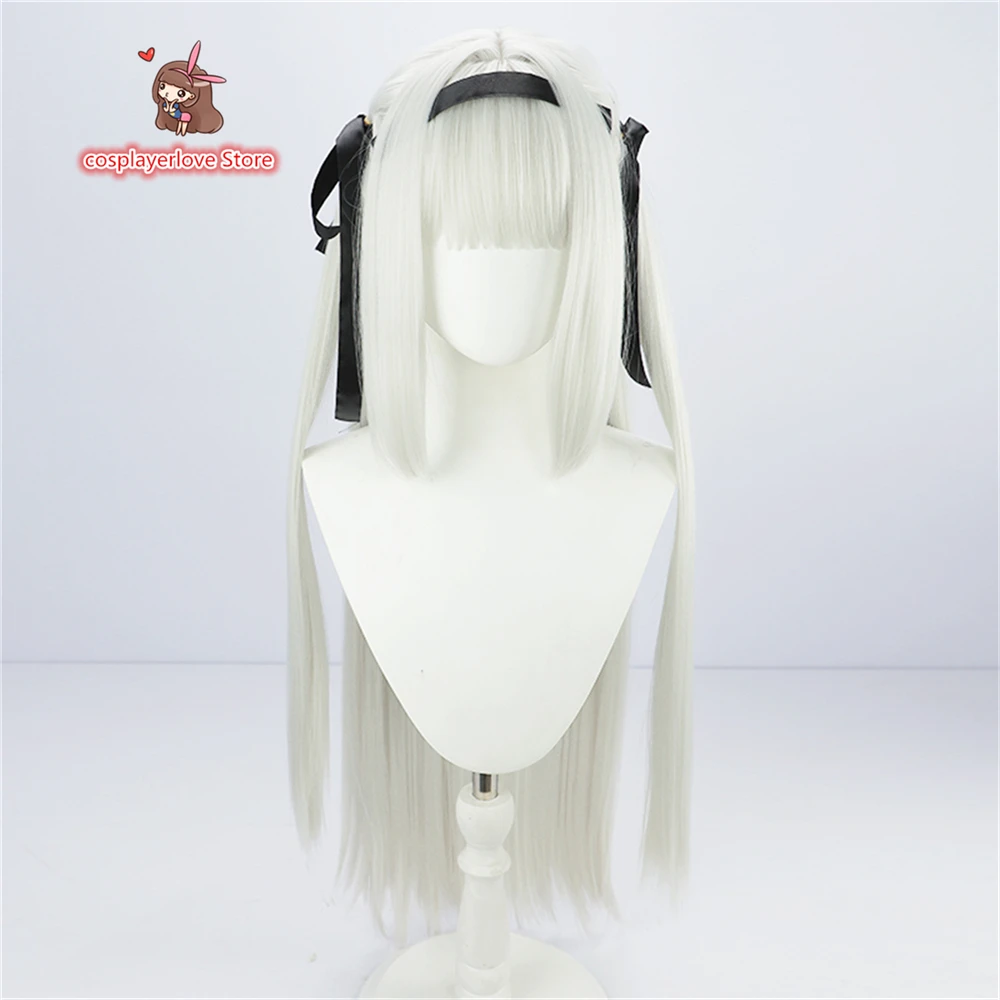 

Головной убор с двойной оплеткой vTuber Kagura Нана серебристого и белого цвета для косплея Хэллоуина карнавала головные уборы