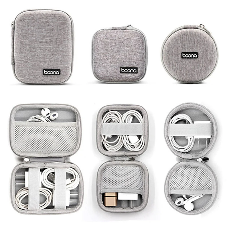 

Small Oval Earphone Storage Bags Data Cable Charger Bag Zipper Pouch Protection Hard Shell Mini Portable Case EVA Organizer Bag