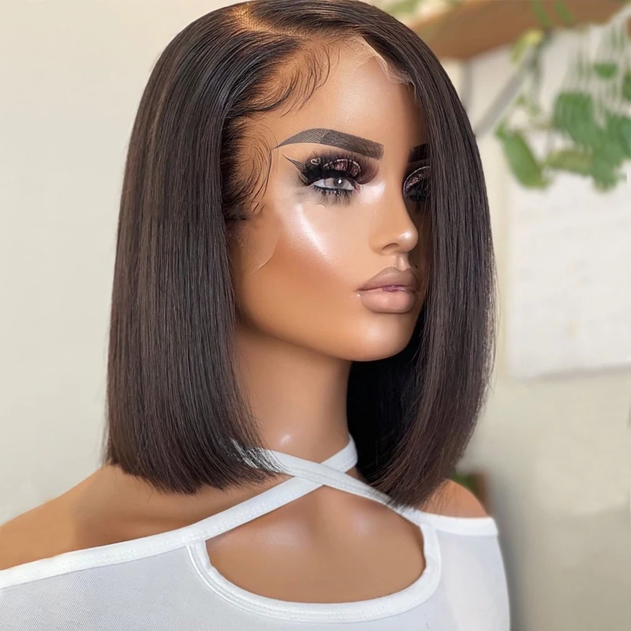 Short Bob Wig Lace Front Human Hair Wigs For Black Women Brazilian Hd 13x4 Lace Frontal Pre Plucked Bone Straight Human Hair Wig