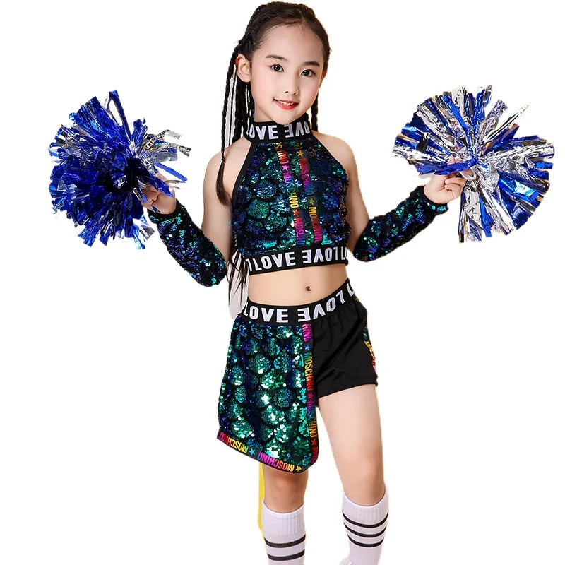 

Children's Performance clothes Kindergarten Girls' cheerleading dress Jazz dance sequins dj