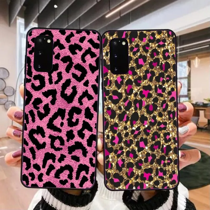 

Flaunt Leopard Glitter Phone Case for Realme GT 2 9i 8i 7i Pro X50 X2 C35 C21 C20 C11 C3 Black Soft Phone Cover