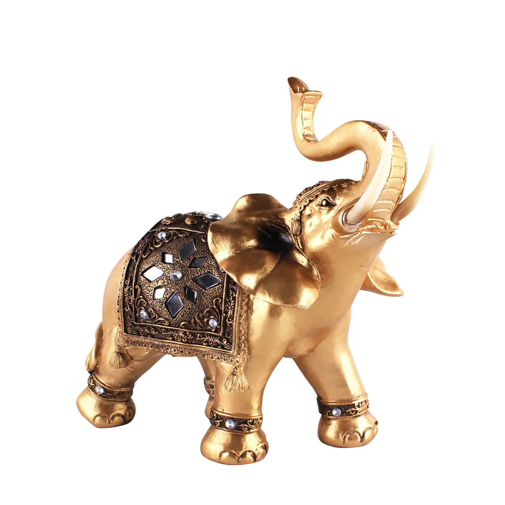 

Элегантная миниатюрная статуя слона из смолы, подарок с орнаментом, фигурка богатства, настольное украшение в винтажном стиле