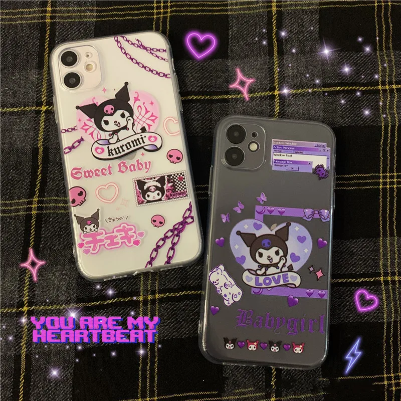 Price أنيمي Kuromi كيتي قضية الهاتف آيفون 11 12 13 برو ماكس غطاء شفاف 12 13 Mini 6 7 8 Plus X XR XS ماكس الكرتون لينة قذيفة