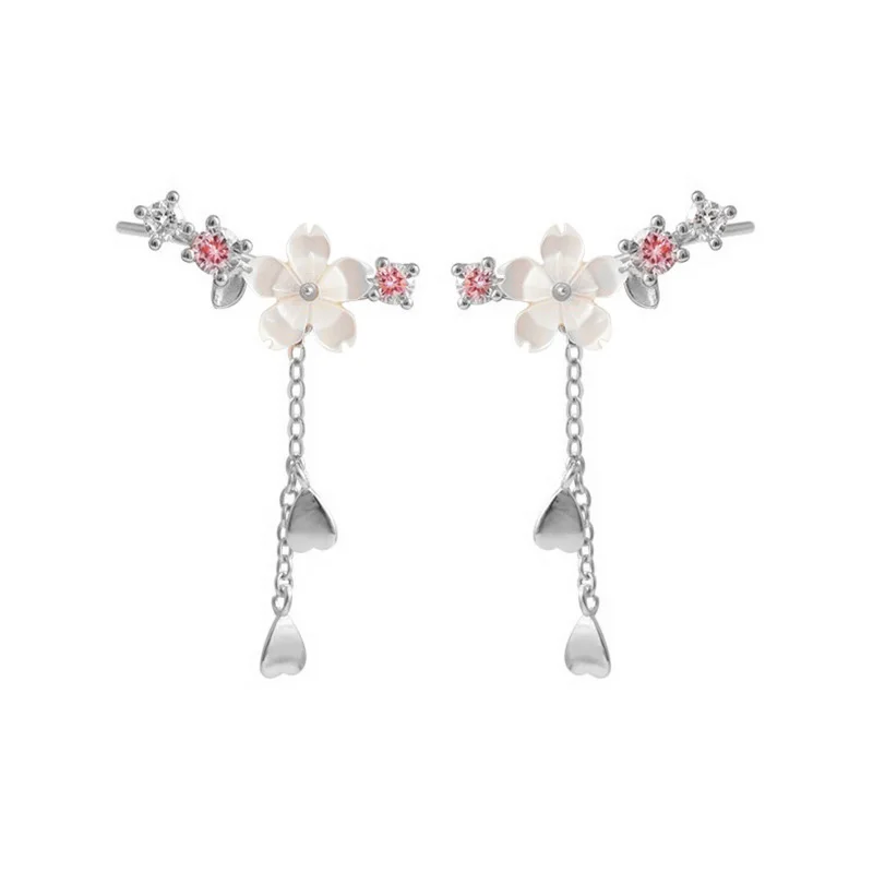 

Flower Drop Earrings Fashion Zircon Long Earring For Women 2022 New Trendy Romantic Crystal Lovely Party Wedding Jewelry As Gift