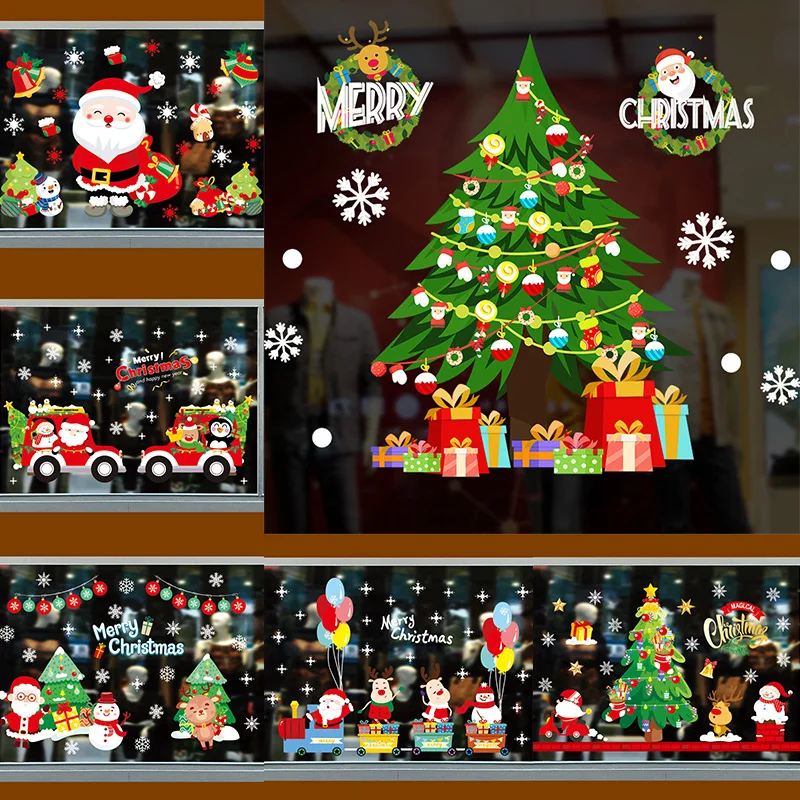 

Christmas Window Stickers Snowflake Electrostatic Wall Sticker Merry Christmas Home Decoration Stickers New Year Wallpaper