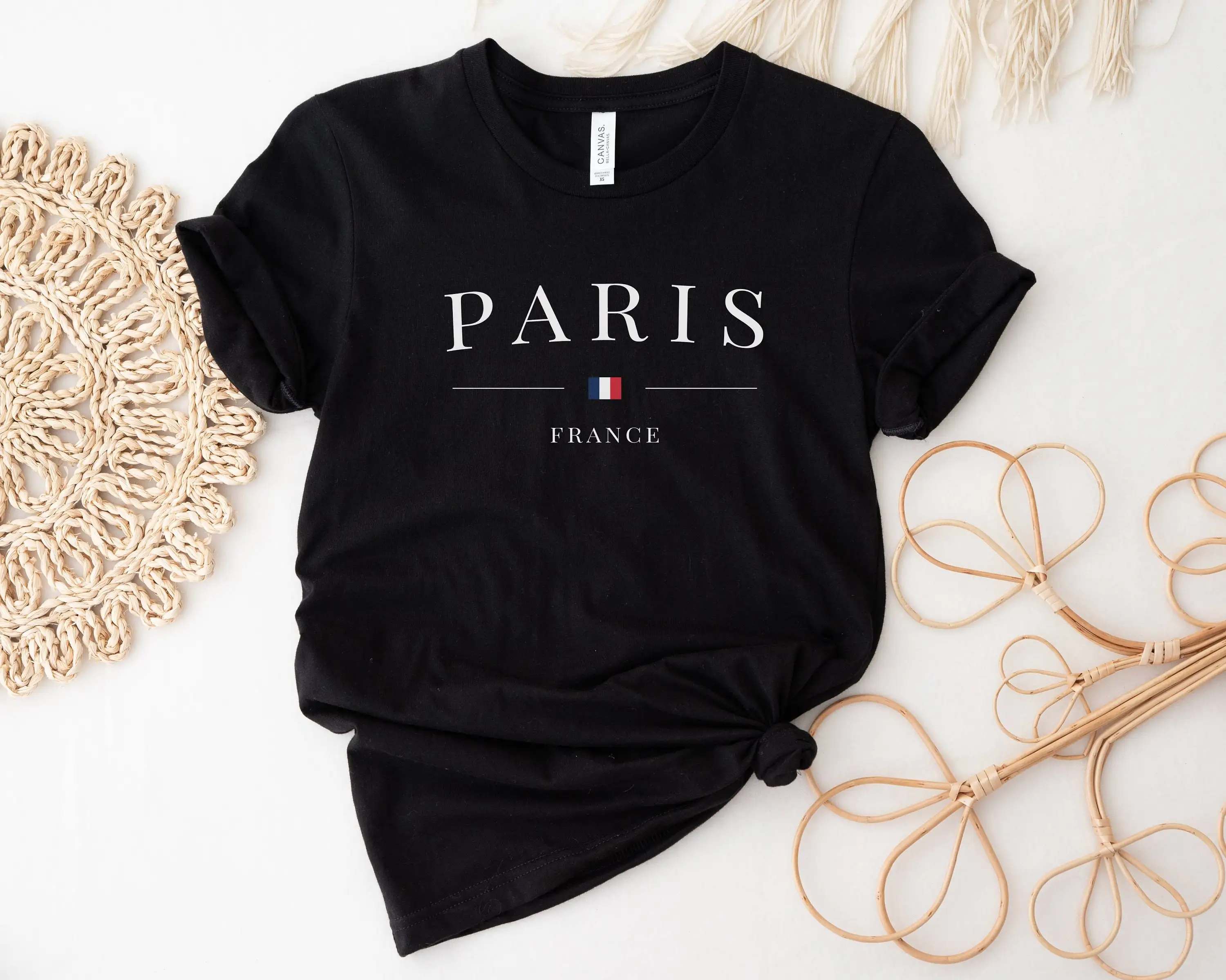 

France PARIS BALI MARSEILLE ICELAND LEBANON Print Clothing Women T Shirt Black Short Sleeve Polyester Women's T Shirt Female