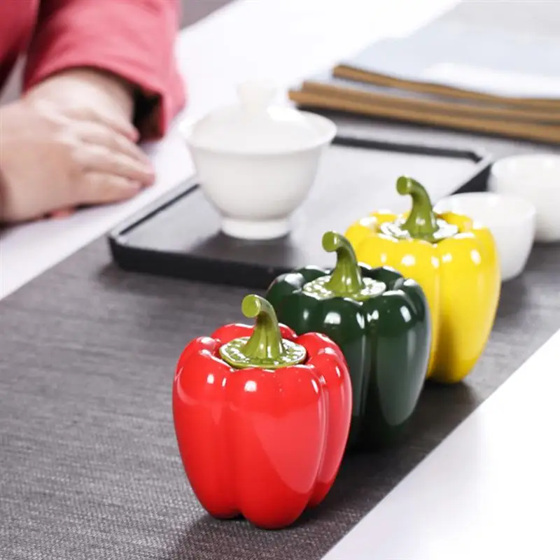 

Pepper Shaped Storage Jar Tea Storage Can Sealing Container Desktop Display Jar Ceramics Storage Container For Home Shop