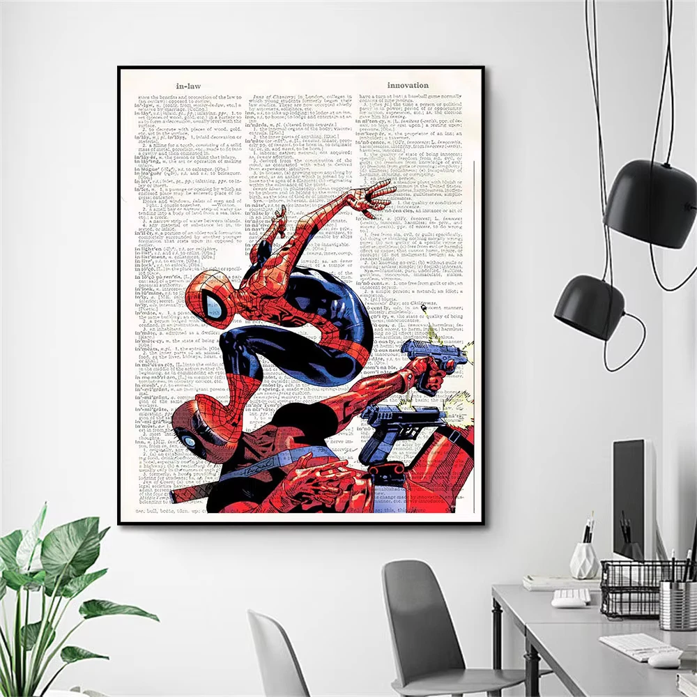 Marvel Человек-Паук Халк Черная Пантера Супергерой Комикс Фон Холст Картина Печать