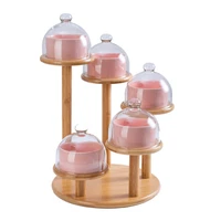 lanfengye party supplies cake tools dessert stand display custom snack bowl with round wooden stand