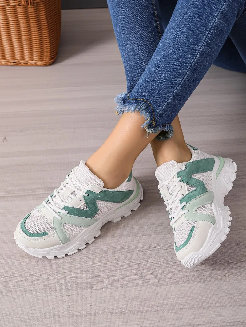 

New Autumn Women's Sneakers Lace Up Mesh Breathable Non-slip Platform Vulcanized Shoes Casual Cozy Outdoor Running Zapatos