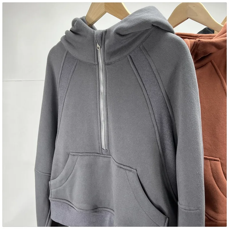 Lulu Scuba Women's Half Zipper Thickened Thermal Insulation Training Sports Gym Fashion Outdoor Sports Yoga Define Jackets Coat