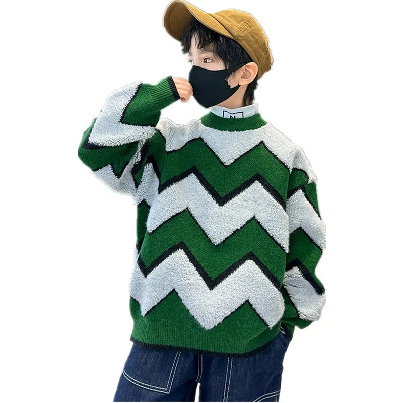 

2022 Boys Sweaters Baby Stripe Pullover Knit Kids Clothes Autumn Winter Tops Children Sweaters Boy Clothing O-Neck New Arrivals