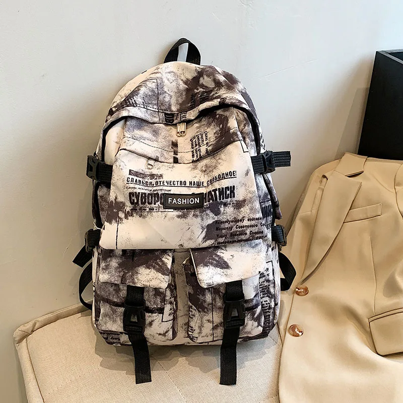 

School Bag Male Student Shoulders Large Capacity Couple Backpack Fashion Cool Backpack Female College Teen Computer Bag Mochila