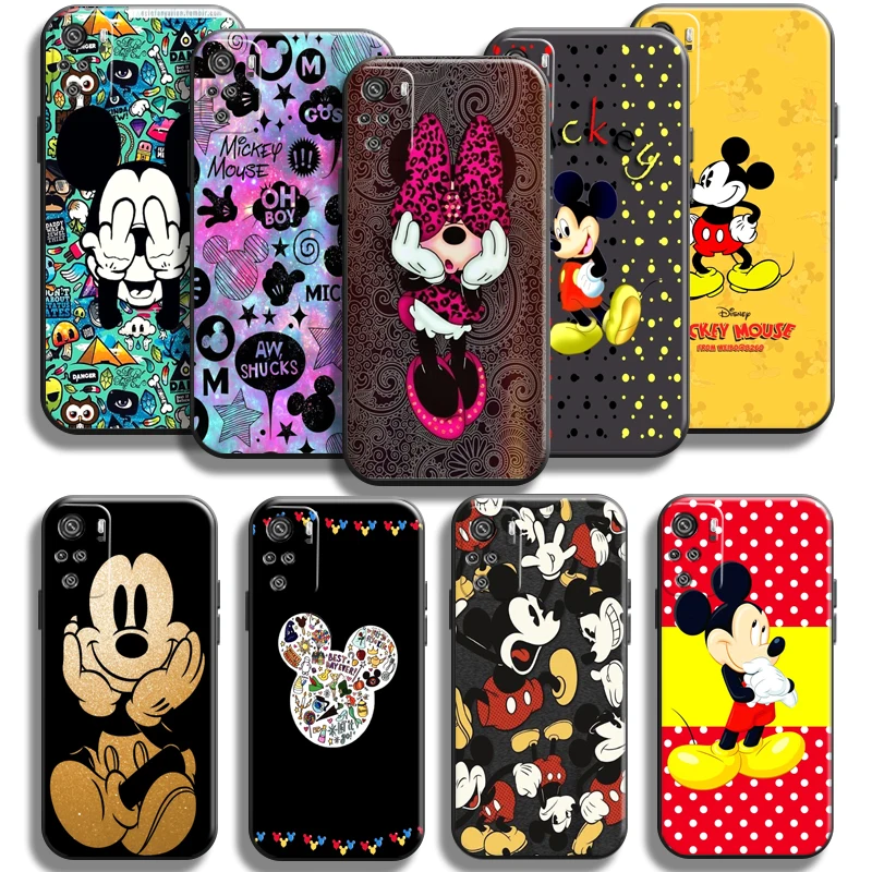 

Mickey Minnie Mouse For Xiaomi Redmi Note 10 5G 10S 10T Pro Phone Case Funda Soft Carcasa Coque TPU Liquid Silicon