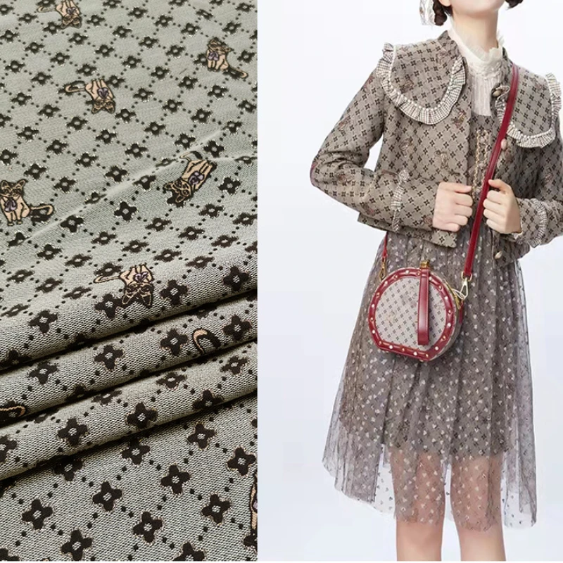 

Gold Silk Jacquard Fabric Custom Suit Skirt Windbreaker Brocade European and American Fashion Advanced for Sewing by the Meter