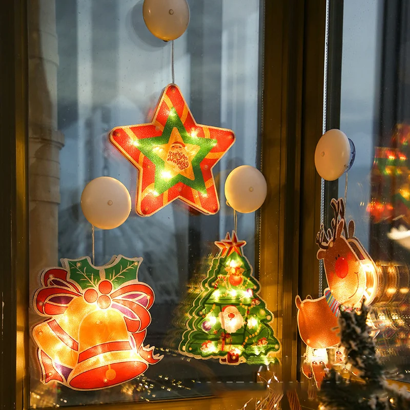 

LED Sucker Light Christmas Decoration Light Santa Claus Snowman Shaped Lights Window Christmas Tree Decoration Small Lights