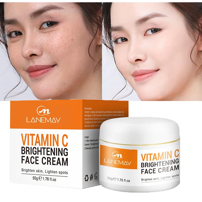 Vitamin C Whitening Face Cream Fade Dark Spots Melanin Freckles Removal Moisturizing Care Anti-Aging Brightening Beauty Products