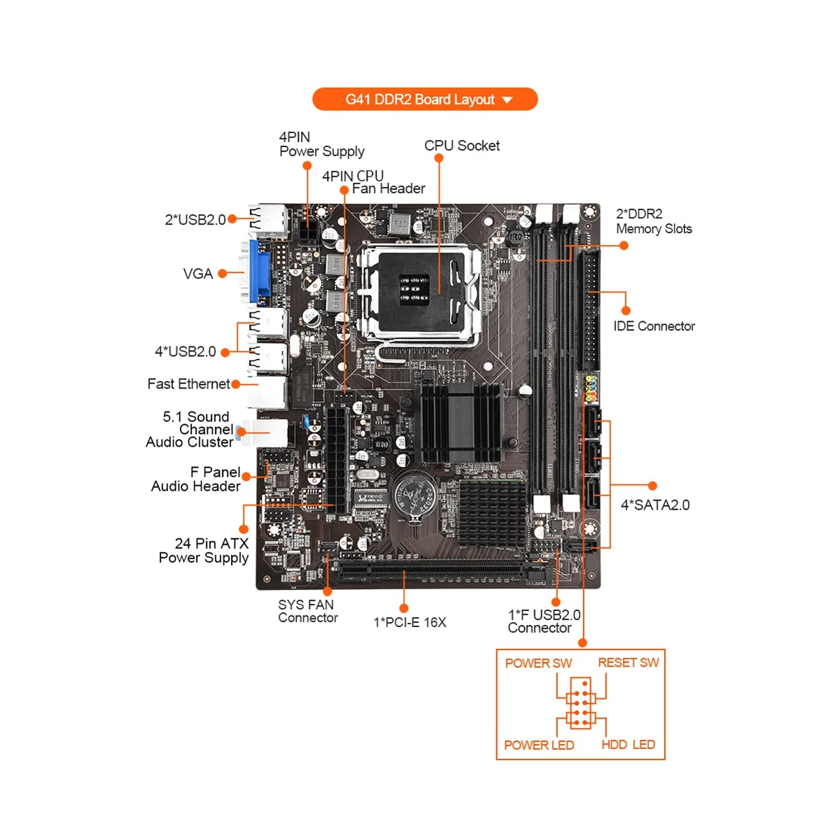 

G41 Computer Motherboard Support LAGA775/771 CPU Support Dual-Channel DDR2 Memory Desktop Computer Motherboard