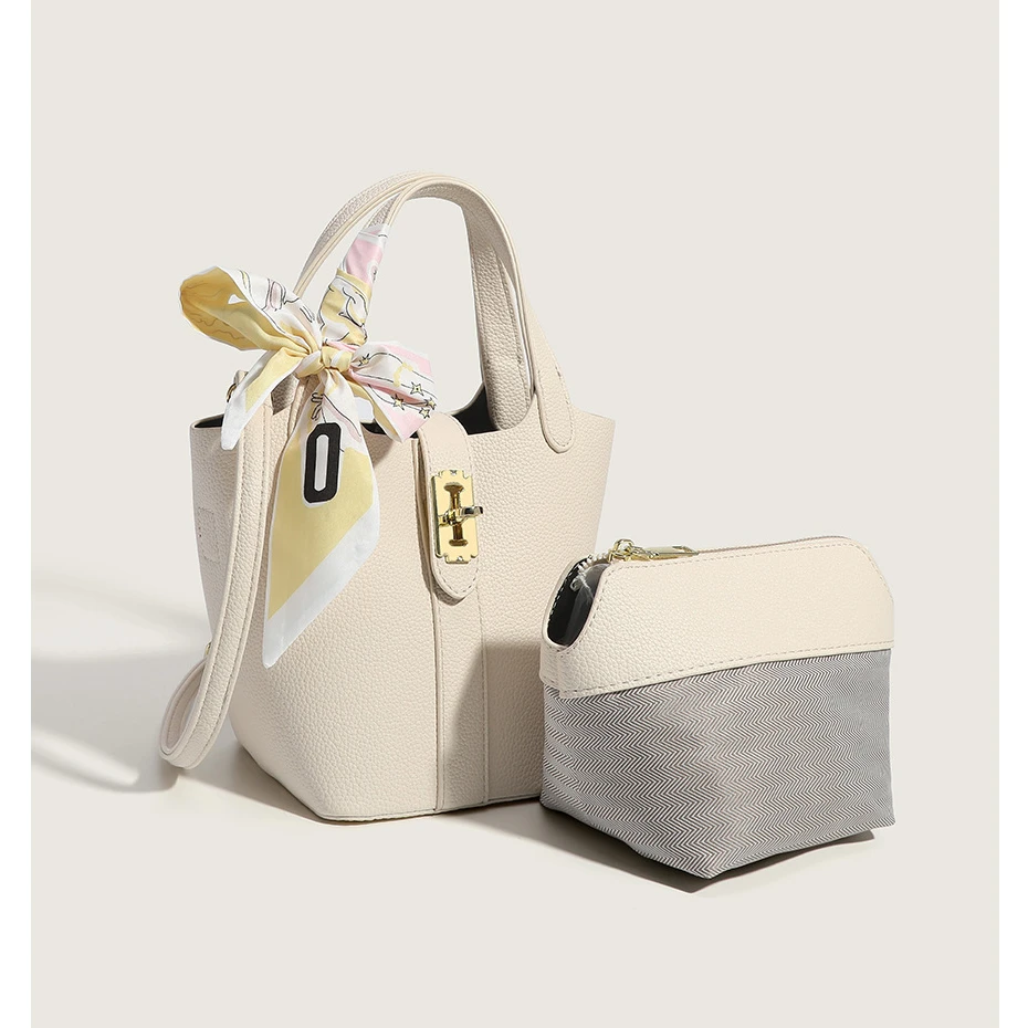 2022 New Women Fashion Bucket Bag Soft Lychee Leather Shoulder Bag Female Luxury Designer Handbags All-match Crossbody Bags