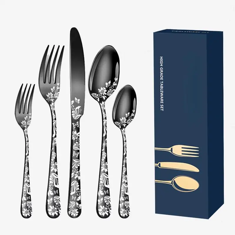 

Patterned Stainless Steel Cutlery - Elevate Your Dining Experience with Our Exquisite 5 Piece and 20 Piece Set Cutlery Collecti