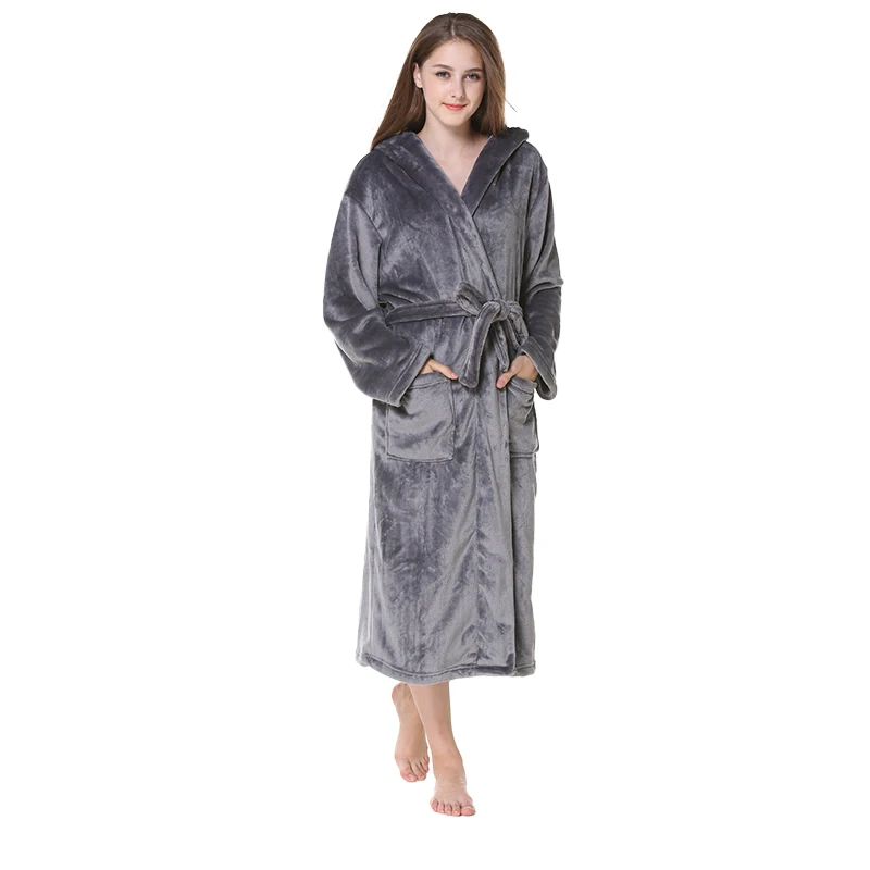 

Модная женская Повседневная и удобная Ночная рубашка средней длины из кораллового флиса с капюшоном для осени и зимы