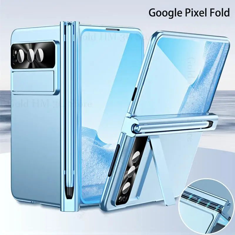 

Hinge Magnet Case For Google Pixel Fold Funda S Pen Slot Kickstand Case For Pixel Fold G9FPL Flip Cover with Lens Flim Protector