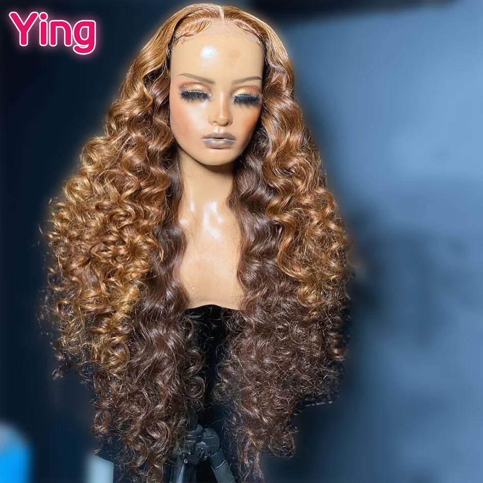 Ying Hair Dark Omber Brown 13x6 Lace Front Wig Human Hair 200%13x4 Loose Deep Lace Front Wig PrePlucked 5x5 Lace Closure Wig