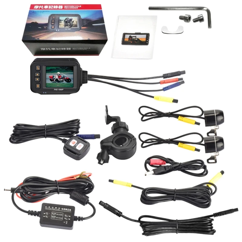 

Комплект видеорегистратора для мотоцикла SE30, камера для мотоцикла 1080P, объектив камеры спереди и сзади, широкоугольный объектив 120 дюйма, во...