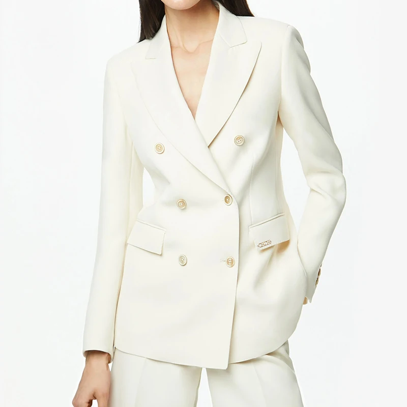 

Женский Костюмный пиджак, Классический офисный белый женский костюм на заказ, юбка, простой приталенный пиджак, Топ