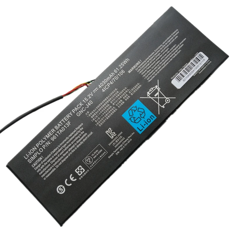 Новый аккумулятор для ноутбука GNC-J40 961TA013F 15,2 В 61,25 Втч для Gigabyte P34W P34K P34F P34G V2 V3 V4 V5 V7 Xotic Schenker XMG C504 (art.: 3920cd0058670) - 3920cd0058670