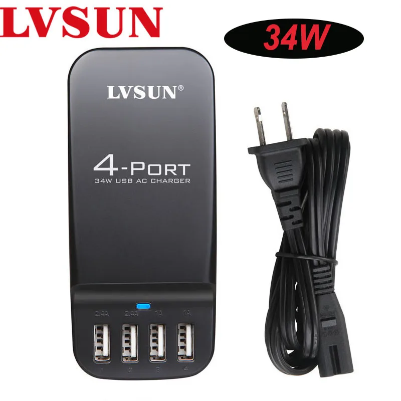 

4 Port USB Charger Wall Charger AC Power Adapter for Samsung Galaxy Note 10/Note 8/S10/S10 Plus/S10e/S20/S8/S8 plus Recharger