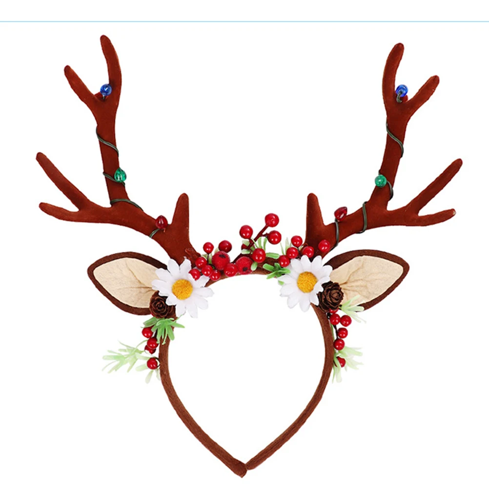 

Christmas Headband Reindeer Antlers Hair Hoop Luminous Xmas Hair Clips Festival Party Hair Accessory For Women Girls
