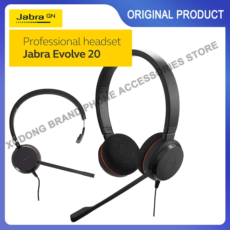 

Original Jabra Evolve 20 Mono Stereo Wired Headset Headphone Noise Cancellation MS/UC Stereo Earphones With Mic for Computer