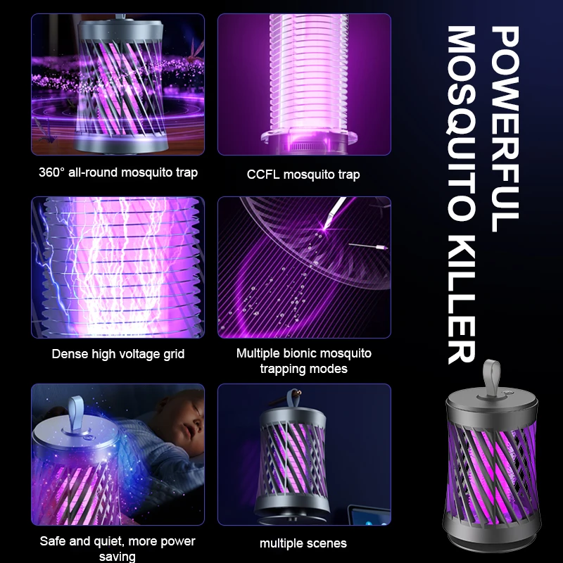 Электрическая Бесшумная лампа-ловушка для комаров перезаряжаемый от USB прибор