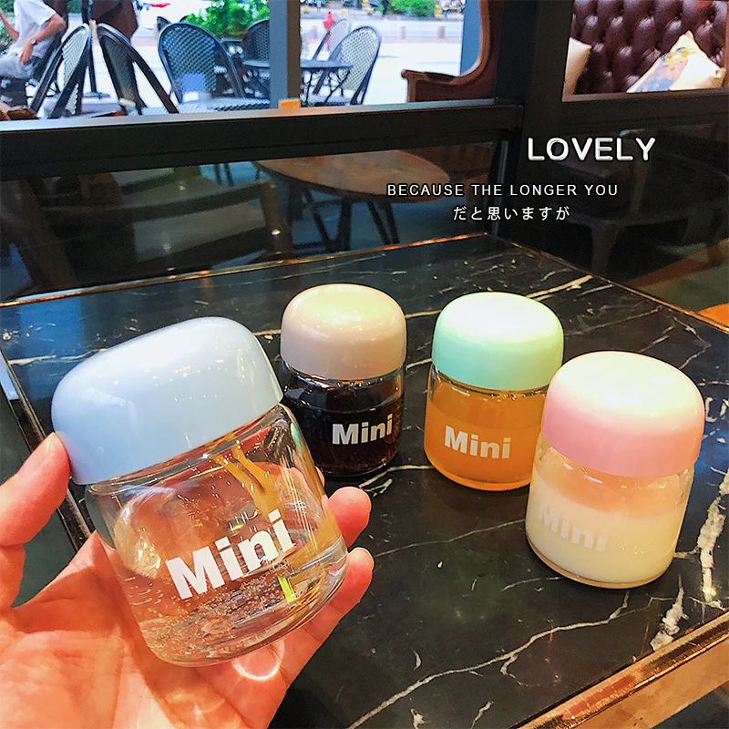 

150ML Small Glass Water Bottles Portable Cute Mini Heat Resistant Water Cup For Kids Student Drinking Bottle With Hand Rope Cups