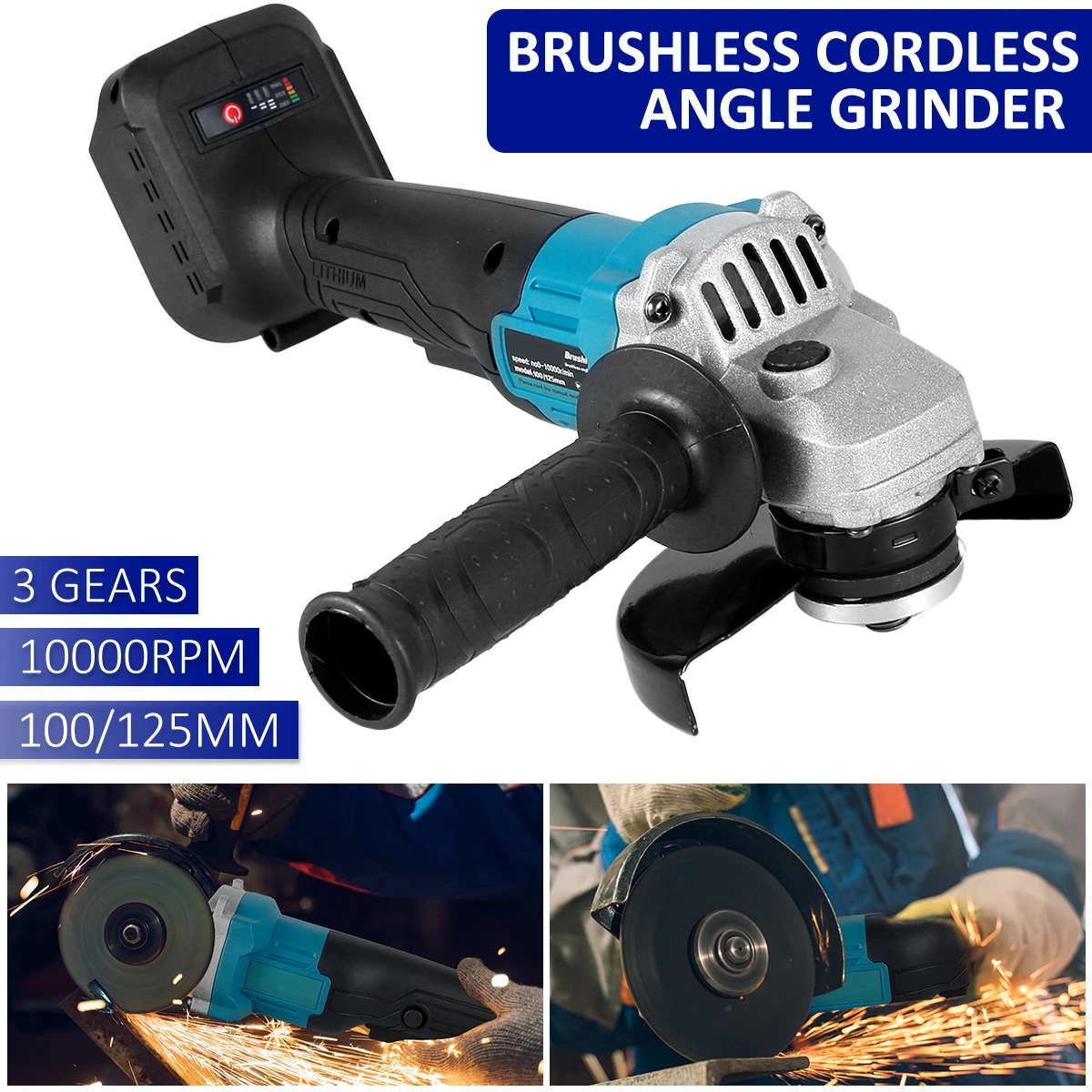125/100mm Cordless Angle Grinder Brushless Grinding Cutting Machine Electric Grinding Power Tool For Makita 18V Batterry