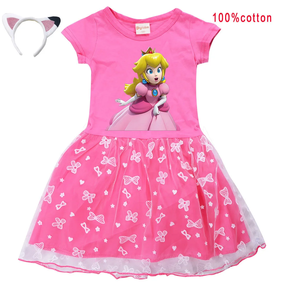 

2023 New Princess Peach Costume Kids Cosplay Party Halloween Fantasia Carnival Dress Children Birthday Clothes Baby Girls Outfit