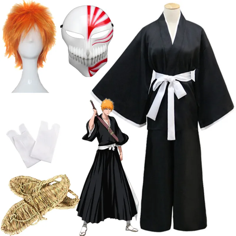 

Аниме отбеливатель Kurosaki Ichigo Косплей костюмы Die кимоно «Pa» черный Халат униформы наборы Хэллоуин Одежда для рождественской вечеринки