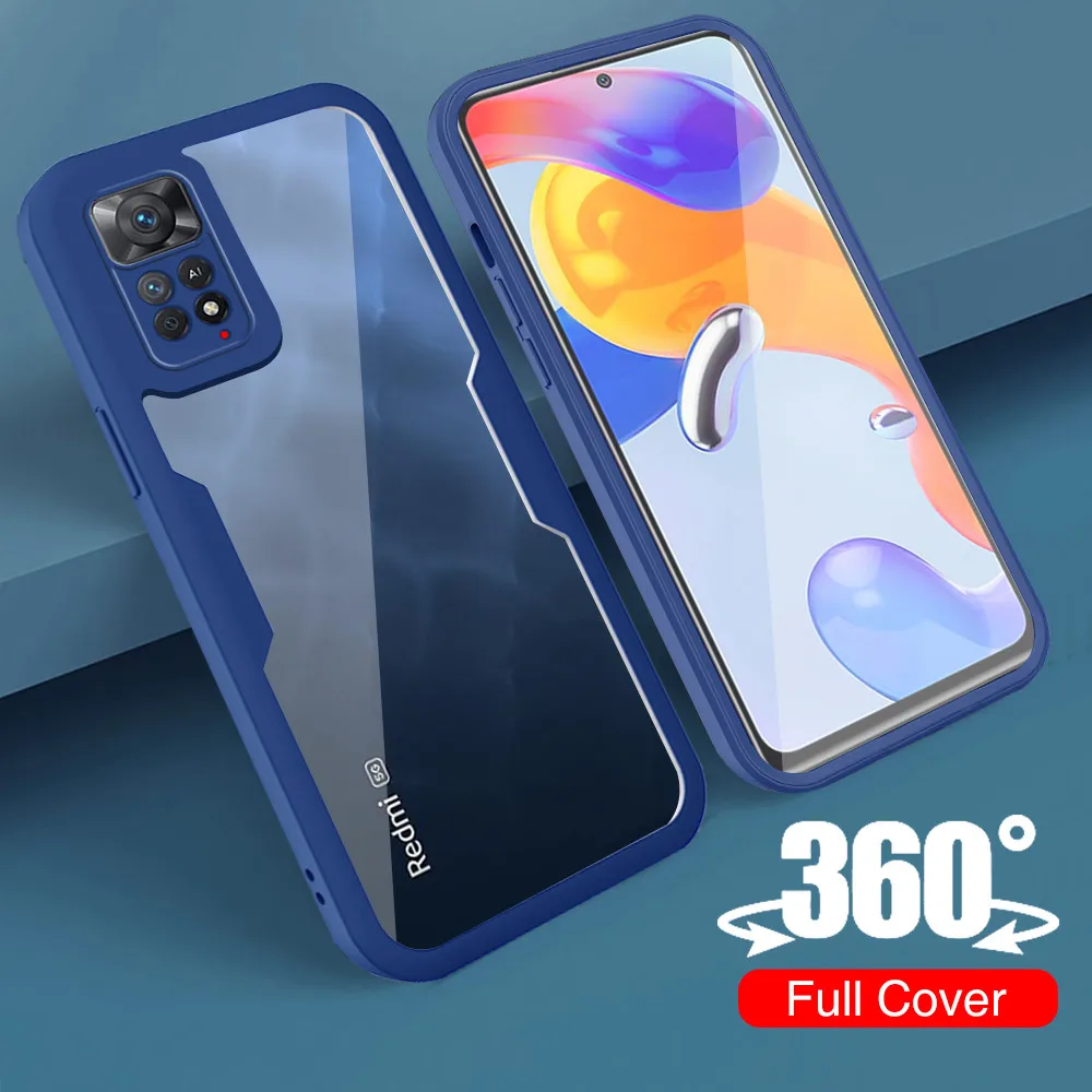 Прозрачный чехол с ПЭТ-пленкой на 360 ° для Xiaomi RedmI Note 11 Pro Redme Note11 Plus 11Pro 11S