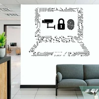 it technology vinyl wall sticker cybersecurity laptop internet digital technology company corporate office decor wall decal gift