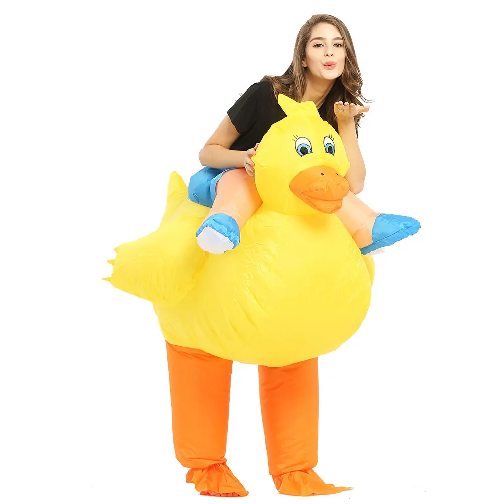 JYZCOS Adults Inflatable Yellow Duck Costume Halloween Costumes for Women Men Animal Cosplay Carnival Costume Party Fancy Dress