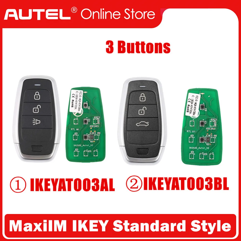 Стандартный стиль AUTEL MAXIIM IKEY IKEYAT003AL/IKEYAT003BL, 3 кнопки, независимый смарт-ключ (блокировка/разблокировка/Паника)