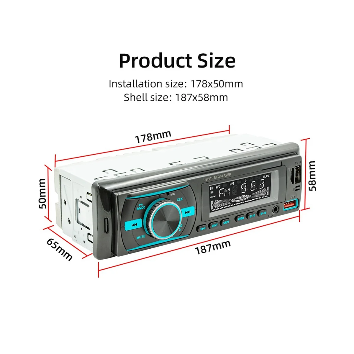 

Автомобильный аудиоприемник, стереоприемник с Bluetooth, с ЖК-дисплеем, AM/FM радио, mp3-плеером, USB, SD, AUX, управлением через приложение