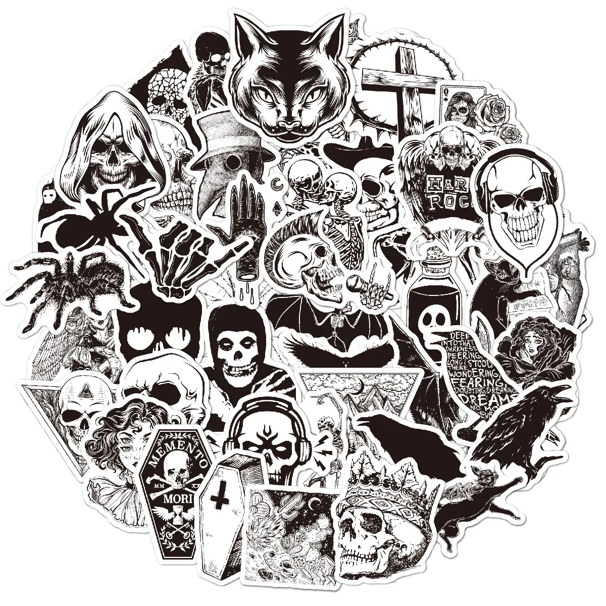 

Boys' and children's stickers 50 pieces black and white decoration suitcase notebook guitar player's tent waterproof sticker