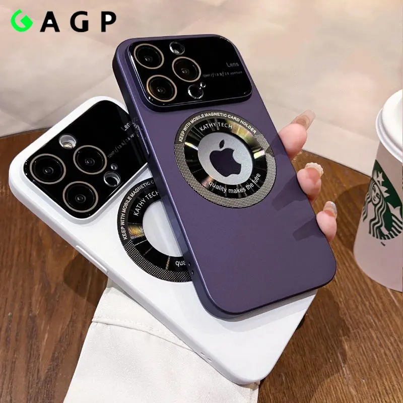 

For Iphone 14 Pro Max Case Luxury Slim Magsafe Magnetic Logo Hole for IPhone 12 Pro Max 14Pro 13 Pro Max Plus Shockproof Cover