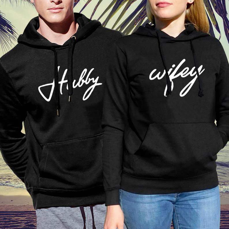 Couple Hoodies Hubby or Wifey Print Streetwear Fashion Sprin